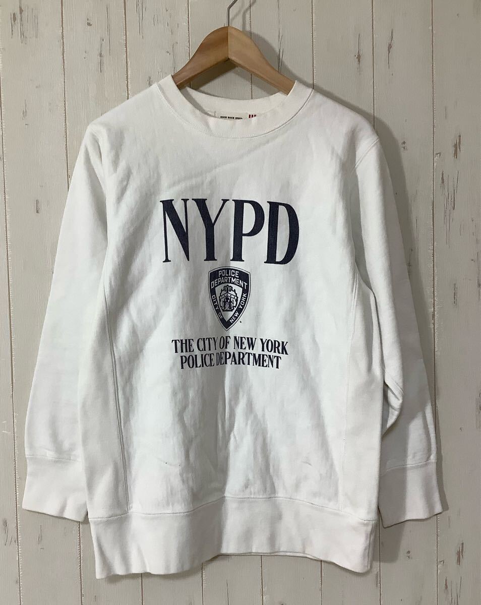 に1790 GOOD ROCK SPEED グッドロックスピード スウェットトレーナー F ホワイト NYPDプリント拍卖