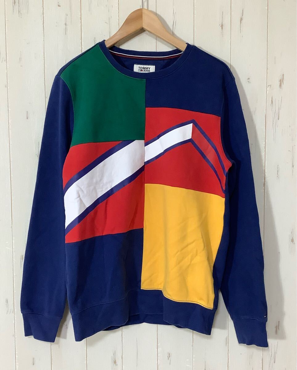 と1793 TOMMY JEANS トミージーンズ スウェットトレーナー S 裏トリコット マルチカラー拍卖
