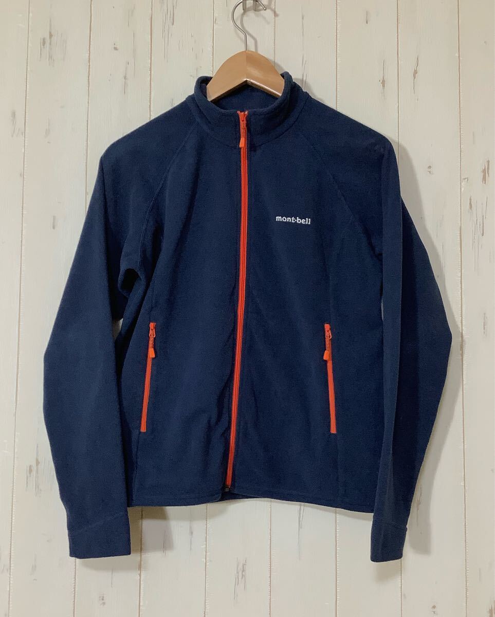 に1720 mont-bell モンベル 1104090 シャミース フリースジャケット 160 キッズ ネイビー ロゴ刺繍 CRAMEECE拍卖
