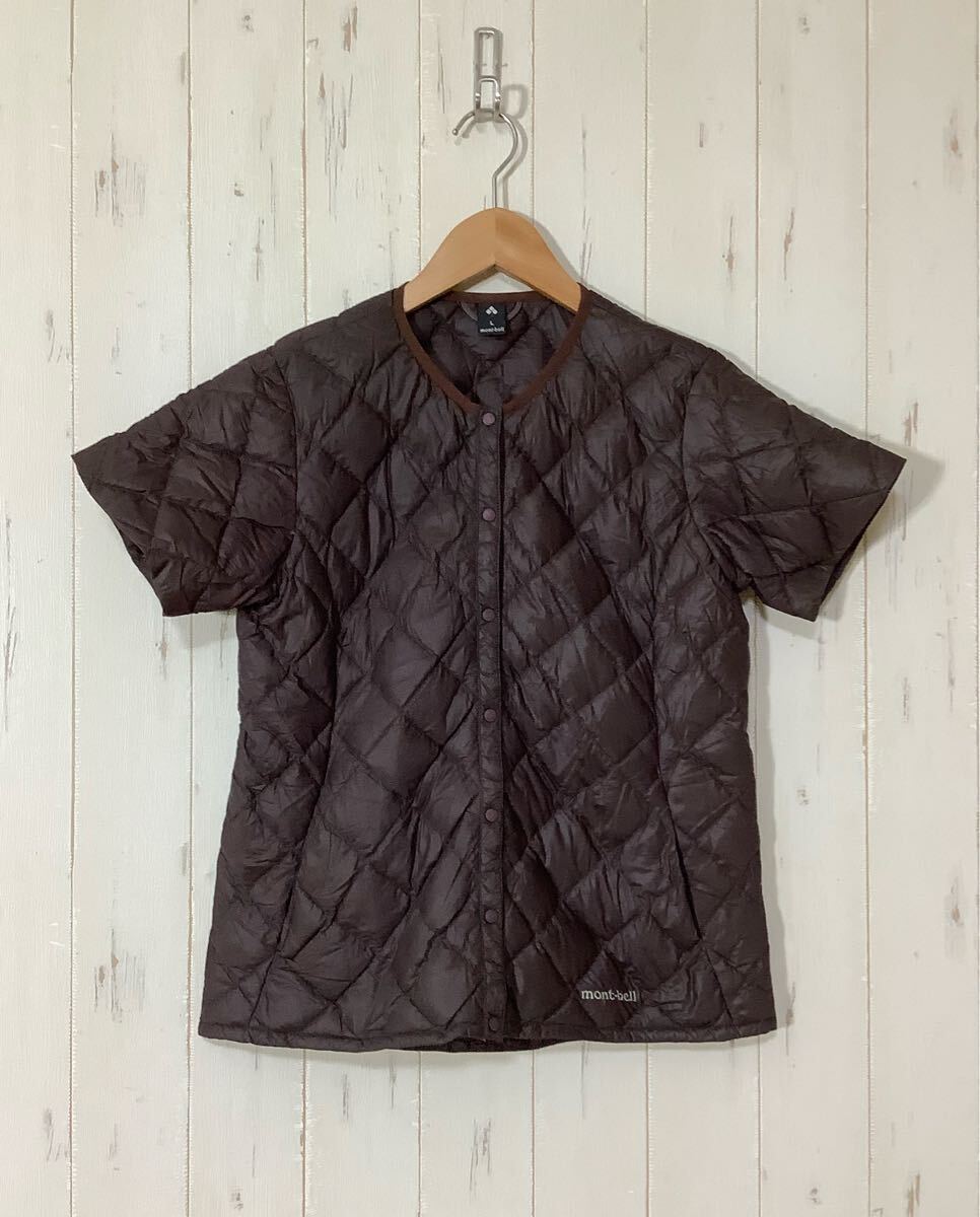 に1773 mont-bell モンベル 1101425 U.L.ダウン ラウンドネックT 半袖 半袖ダウン レディース L ボタンスナップ キルティング 拍卖