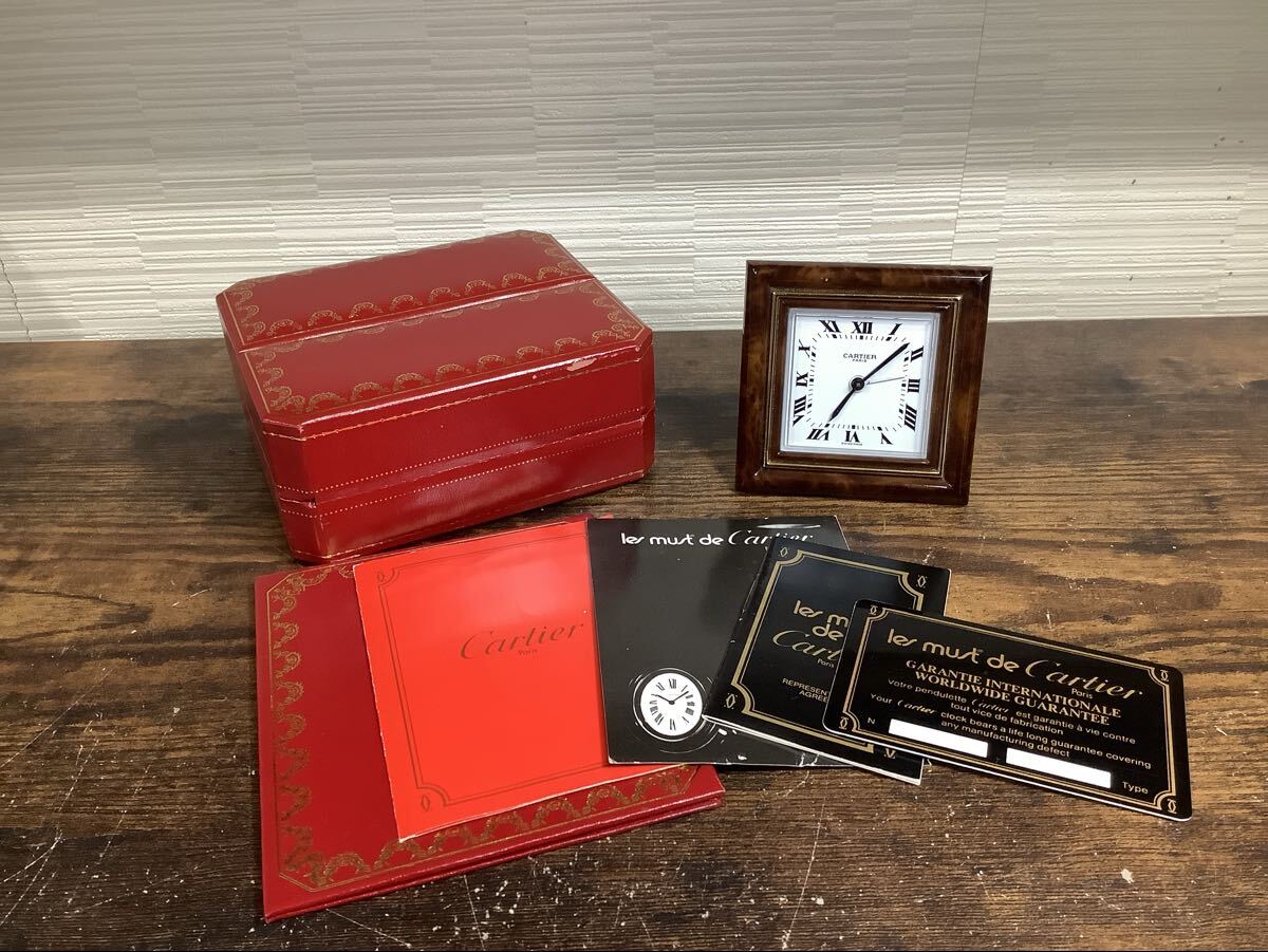 Cartier カルティエ トラベルクロック 置時計 7503 手巻 アラーム付き 目覚まし時計 【K001】拍卖