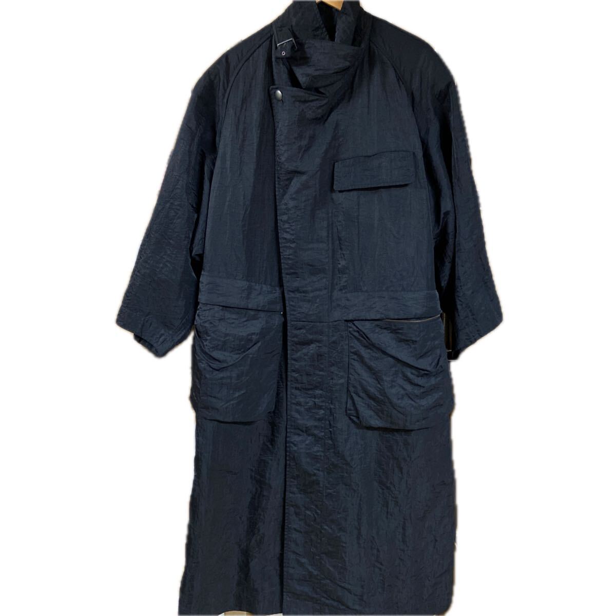 【ISEEY MIYAKE MEN イッセイミヤケメン】80s 筆タグ LG63065 トレンチコート ベルト無 Mサイズ ブラック ポリエステル 2511oki m拍卖