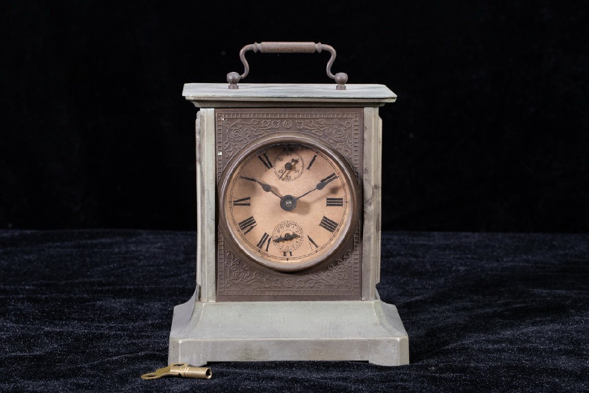 【珍品堂】1円から N41-V7 大正時代 精工舎 時代物 オルゴール 目覚角型時計 時計 ネジ回し 重952g 鑑賞品 コレクション 骨董品 古美術拍卖