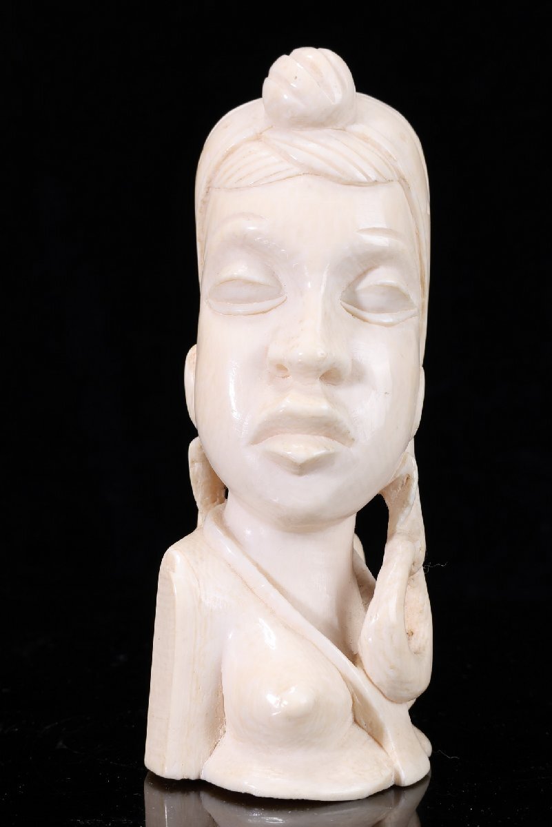 【珍品堂】1円から N100-V8 東洋彫刻 人物像 女の子 細密彫刻 細密細工 極上 重317g 時代物 鑑賞品 骨董品 古美術 希少拍卖