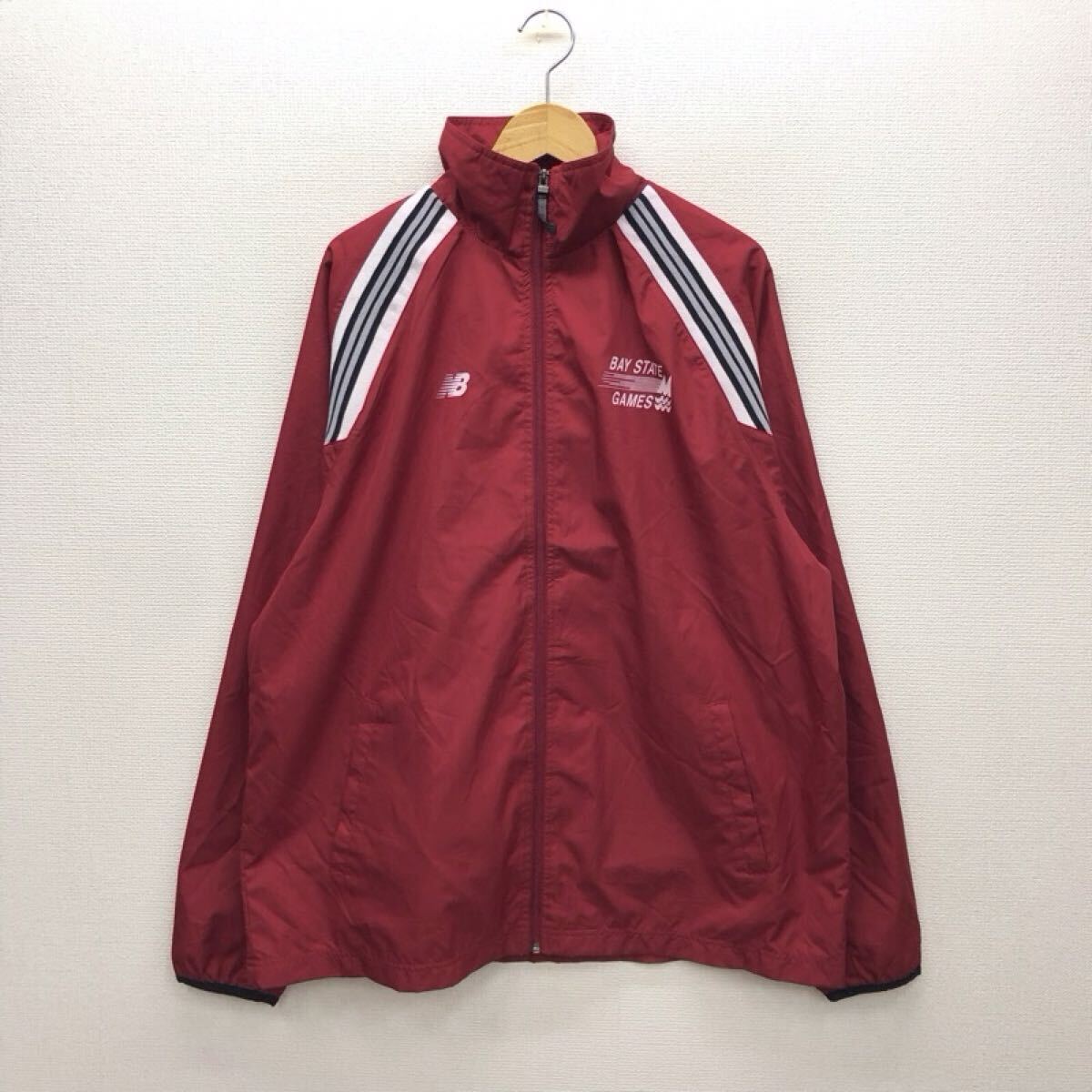 【GK019】New Balance XLサイズ ウィンドブレーカー レッド 袖口ゴム 背中ロゴ ブランド古着 ニューバランス スポーツウェア 送料無料拍卖