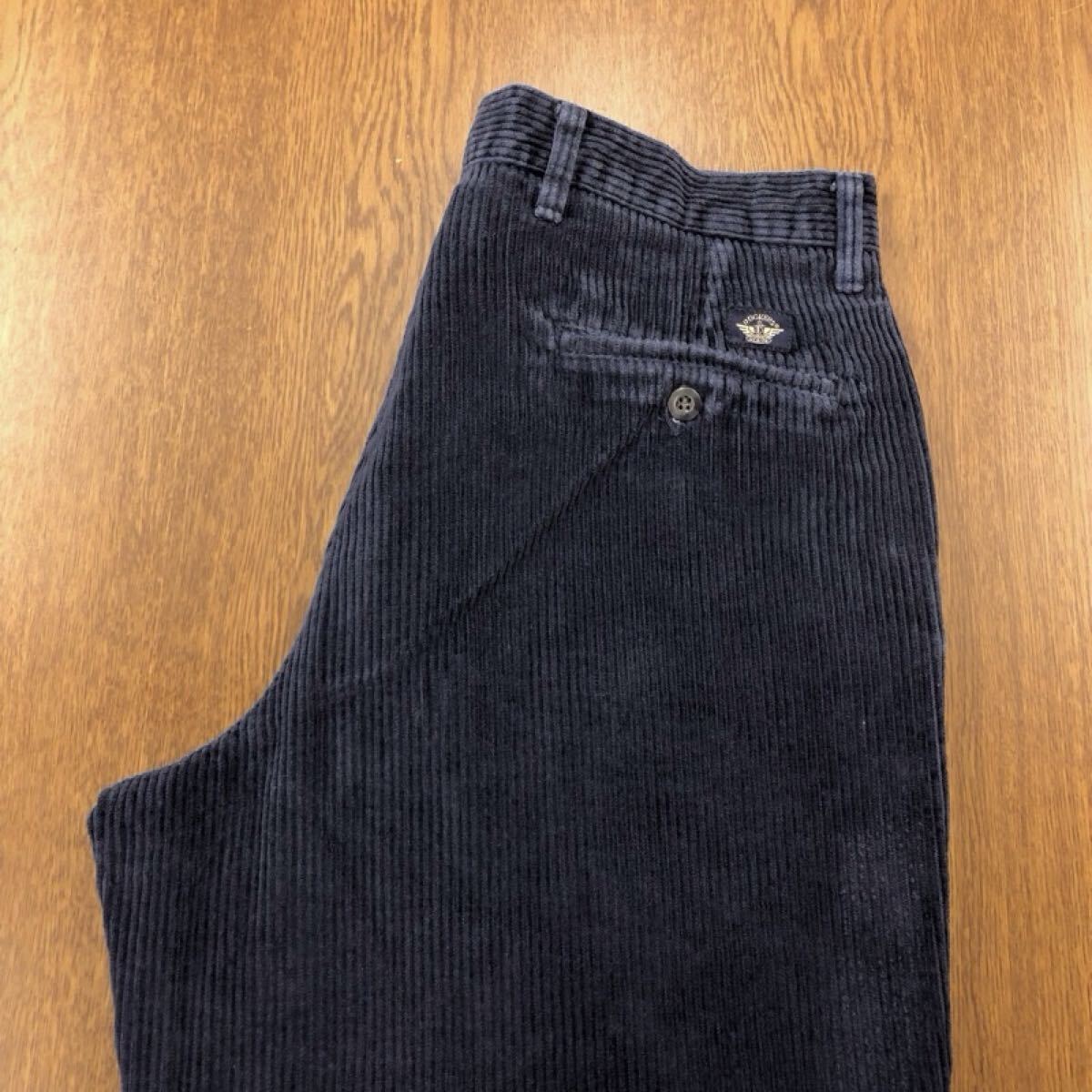 【GK053】DOCKERS W34 L32 ツータック 裾折り返し コーデュロイパンツ ネイビー メンズブランド古着 ドッカーズ 送料無料拍卖