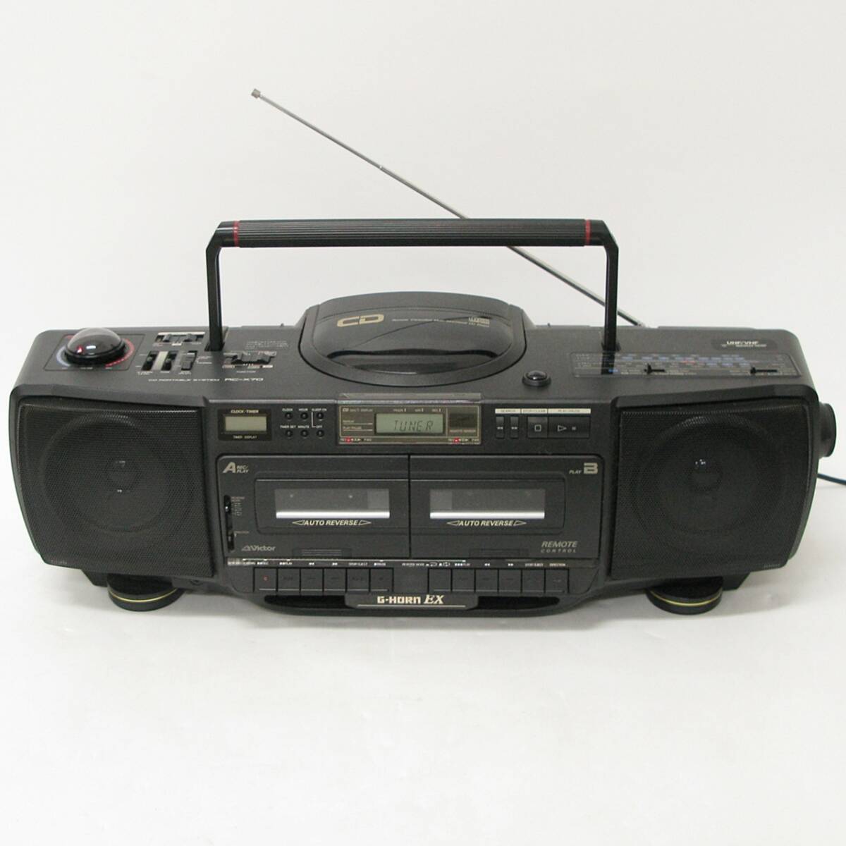 昭和レトロ 当時物 Victor ビクター RC-X70 CDラジオカセットレコーダー G-HORN EX CDポータブルシステム ラジカセ Kキ11拍卖