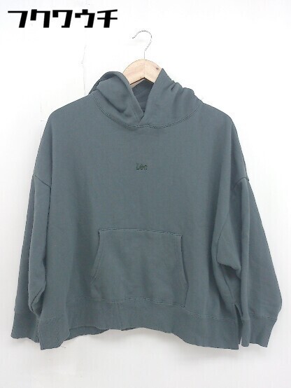 ◇ Lee リー ロゴ 刺繍 スリット 長袖 パーカー サイズF モスグリーン レディース拍卖