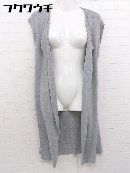 ◇ ◎ ADAM ET ROPE コットン ニット セーター ノースリーブ ロングカーディガン サイズ38 ライトグレー レディース拍卖