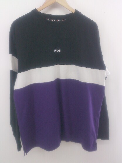 ◇ FILA フィラ ロゴ 長袖 Tシャツ カットソー サイズ LL ブラック パープル ホワイト メンズ P拍卖