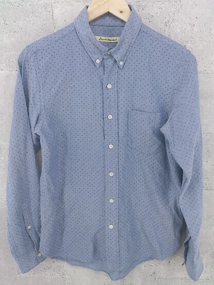 ◇ ◎ JOURNAL STANDARD ジャーナルスタンダード 水玉 ドット ロゴ 刺繍 長袖 シャツ サイズM ネイビー メンズ拍卖