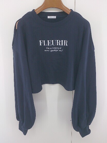 ◇ OLIVE des OLIVE オリーブ デ オリーブ 肩あき 刺繍 長袖 トレーナー サイズF ネイビー レディース E拍卖