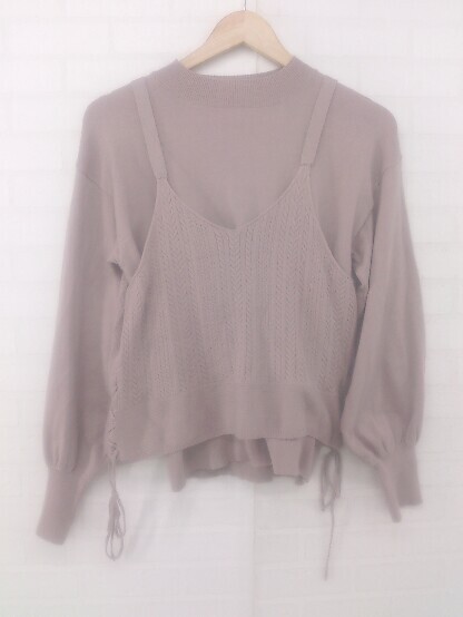 ◇ OLIVE des OLIVE モックネック ニット ベスト カットソー アンサンブル サイズF ピンクベージュ系 レディース P拍卖