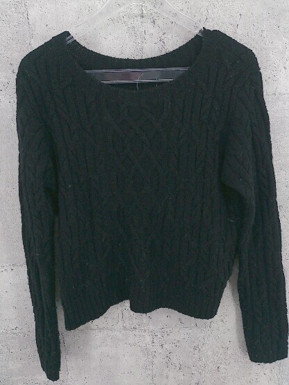 ◇ iCB アイシービー 長袖 ケーブル ニット セーター S ブラック *拍卖