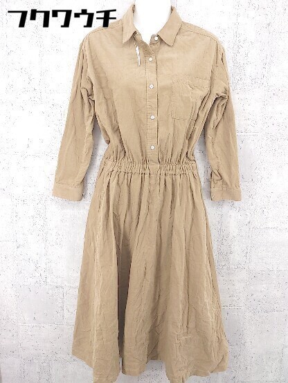 ◇ ◎ Vincent et Mireille バンソンエミレイユ 長袖 ロング ワンピース ベージュ レディース拍卖