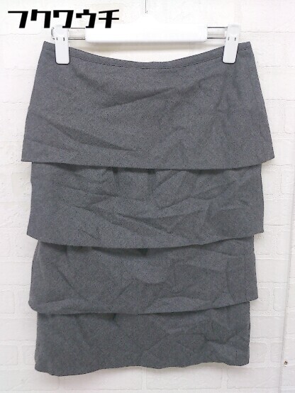 ◇ ICB アイシービー レイヤード 膝丈 タイト スカート サイズ7 グレー レディース拍卖