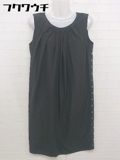 ◇ ICB アイシービー ドット 水玉 ノースリーブ 膝丈 ワンピース サイズ9 グレー系 グリーン系 レディース拍卖