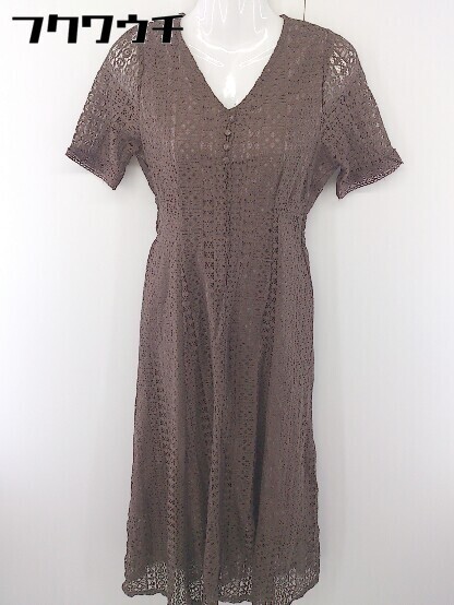 ◇ GRL グレイル レース バックジップ 半袖 ロング ワンピース サイズS ブラウン レディース拍卖