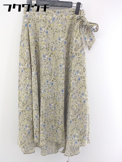 ◇ ●未使用● ◎ apart by lowrys タグ付き 花柄 ロング ラップ巻き フレアスカート サイズL ベージュ マルチ レディース拍卖