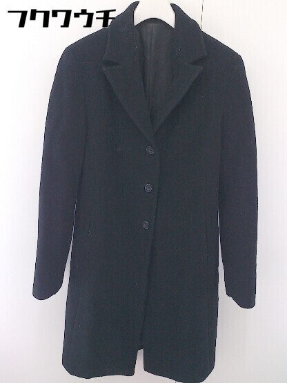 ■ STRAWBERRY FIELDS アンゴラ混 ウール 長袖 チェスターコート ブラック レディース拍卖