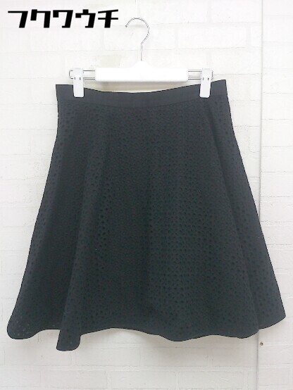 ◇ DKNY ダナキャランニューヨーク 総刺繍 膝丈 フレア スカート サイズ6 ブラック レディース拍卖