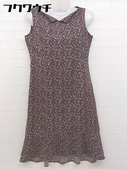 ◇ PEYTON PLACE ペイトンプレイス 花柄 ノースリーブ 膝下丈 ワンピース サイズ9 ブラウン系 レディース拍卖
