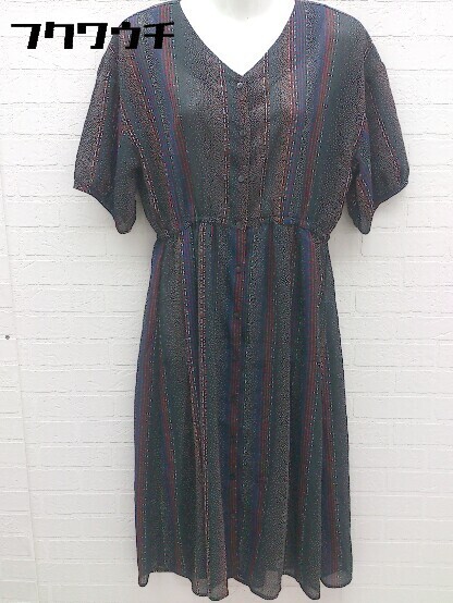 ◇ ehka sopo エヘカ ソポ 総柄 ウエストゴム 半袖 ロング ワンピース サイズM マルチ レディース拍卖