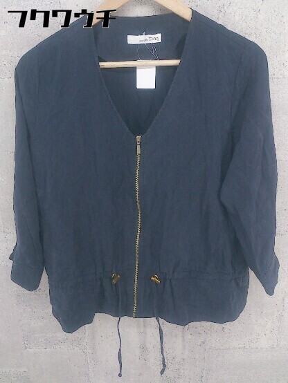 ◇ abahouse ecru アバハウスエクリュ 長袖 ジップアップ ジャケット ネイビー レディース拍卖