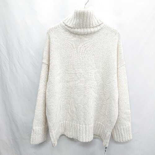 ◇ ⊇ ◎●未使用● moment+ モーメントプラス タートルネック 長袖 ニット サイズF オフホワイト レディース E拍卖