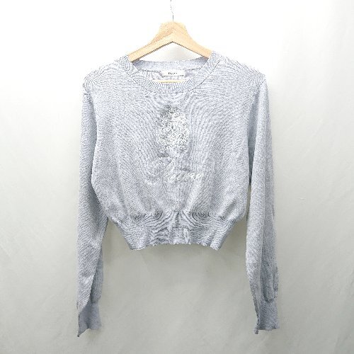 ◇ Θ one after another NICE CLAUP ハイゲージ 長袖 ニット サイズF サックスブルー系 レディース E拍卖