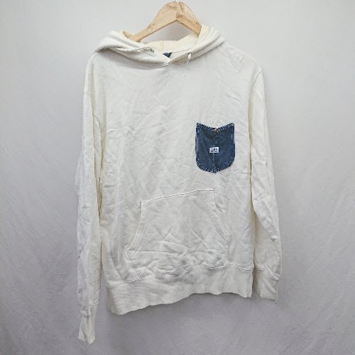 ◇ ⊇ Lee リー シンプル 胸ポケット 長袖 パーカー サイズL ホワイト系 メンズレディース E拍卖