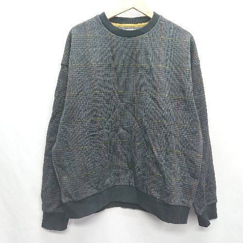 ◇ ⊇ INHERIT 裏起毛 チェック 長袖 プルオーバー サイズL グレー系 メンズ E拍卖