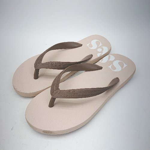 ◇ ⊂ Spick & Span スピック&スパン ロゴプリント ビーチサンダル サイズ27.5 ベージュ メンズ E拍卖