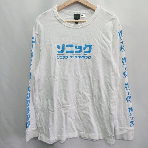 ◇ H&M ソニックコラボ商品 プリント 長袖 ロンT サイズM ホワイト ライトブルー メンズ レディース E拍卖