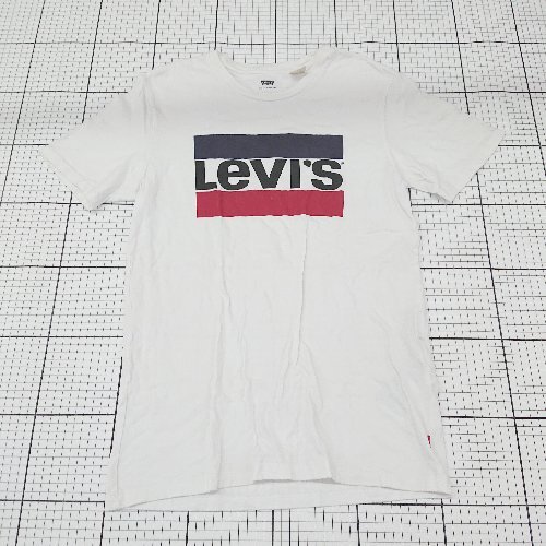 ◇ ⊂ Levi's リーバイス ロゴプリント 半袖 Tシャツ カットソー サイズS ホワイト系 メンズ E拍卖