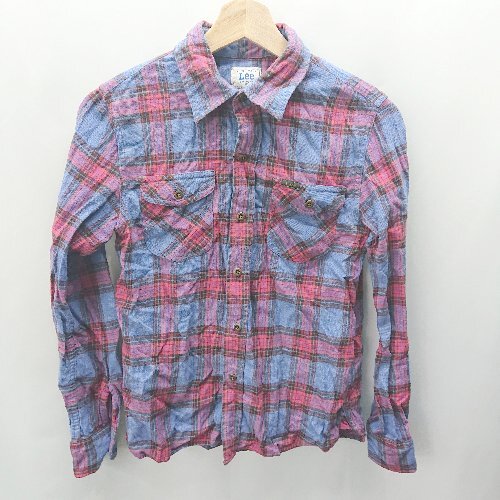 ◇ ◎ Lee リー チェック柄 長袖 シャツ サイズF ブルー レッド レディース E拍卖