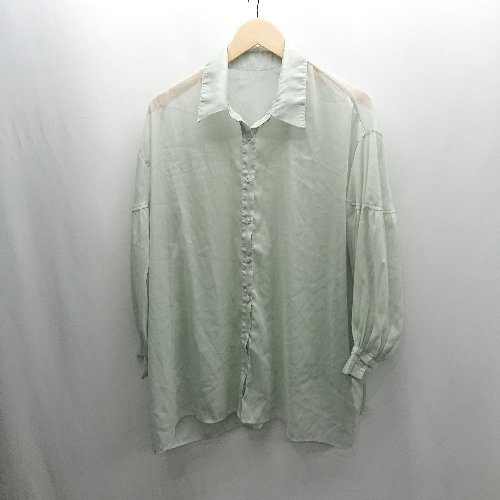 ◇ ΘΦ INGNI イング 長袖 シアーシャツ サイズM グリーン系 レディース E拍卖