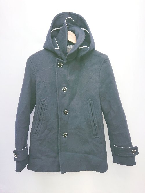 ■ ◎ 417 EDIFICE フォーワンセブン 定番 重ため カジュアル ショート丈 長袖 コート ネイビー メンズ P拍卖