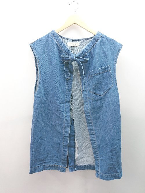 ◇ SELECT MOCA スリーブレス ノーカラー デニム生地 カジュアル ベスト サイズM ブルー レディース E拍卖