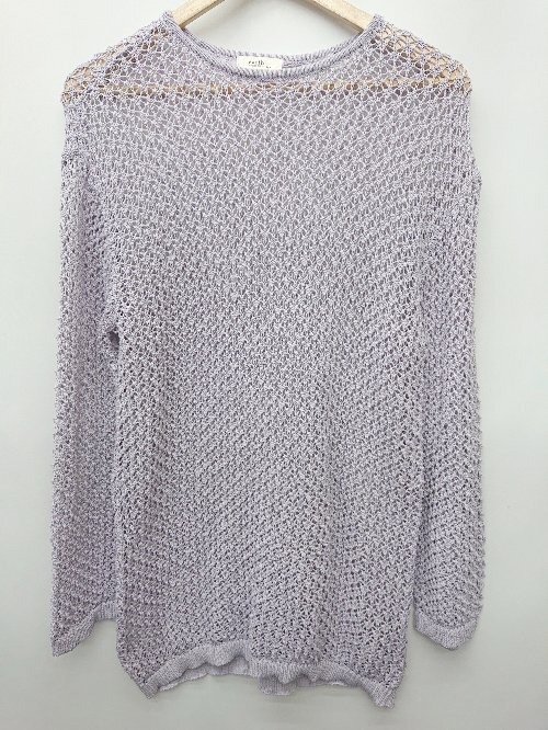 ◇ ⊇ earth music&ecology ローゲージニット セーター サイズF パープル レディース P拍卖