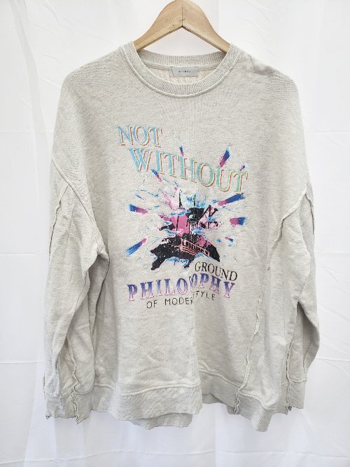 ◇ ⊆ PAGEBOY ページボーイ プリント 長袖 トレーナー サイズF ライトグレー系 レディース E拍卖