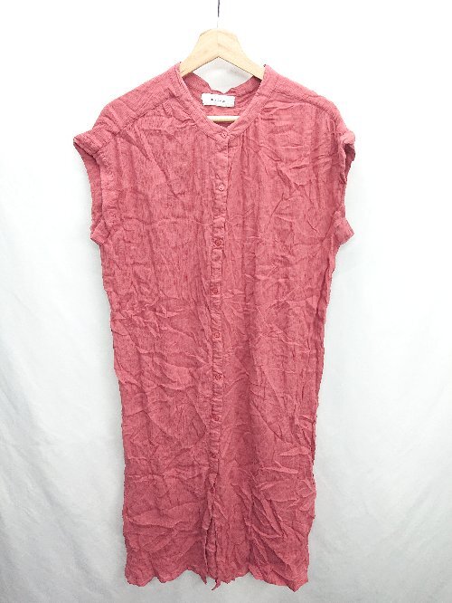 ◇ ⊇ Melan Cleuge メランクルージュ コットン100% 半袖 マキシ ワンピース サイズM レッド レディース E拍卖