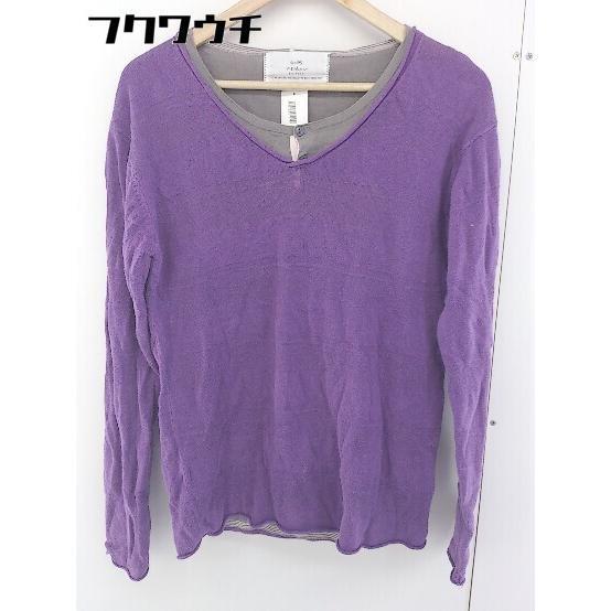 ◇ ◎ SHIPS JET BLUE リネン混 レイヤード 長袖 ニット セーター カットソー サイズL パープル系 グレー系 メンズ拍卖
