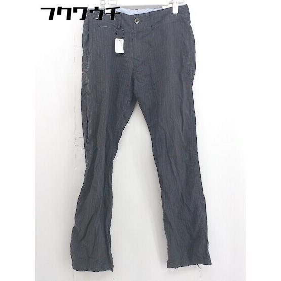 ◇ BEAUTY&YOUTH UNITED ARROWS ウエストリボン ストライプ パンツ サイズM チャコールグレー ベージュ メンズ拍卖