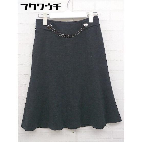 ◇ ICB アイシービー チェーン バックジップ 膝丈 フレア スカート サイズ7 ブラック系 レディース拍卖