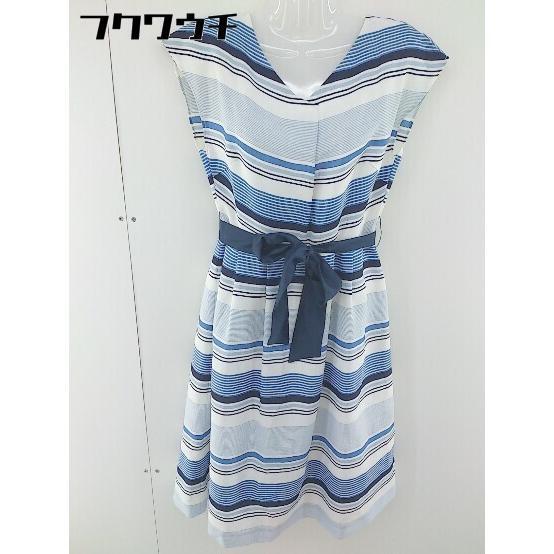 ◇ ◎ INTERPLANET インタープラネット ボーダー ノースリーブ 膝下丈 ワンピース サイズ02 ブルー系 レディース拍卖