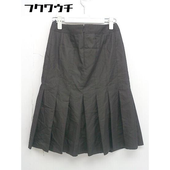 ◇ ◎ ICB アイシービー バックジップ 膝丈 フレア スカート サイズ11 ブラウン レディース拍卖