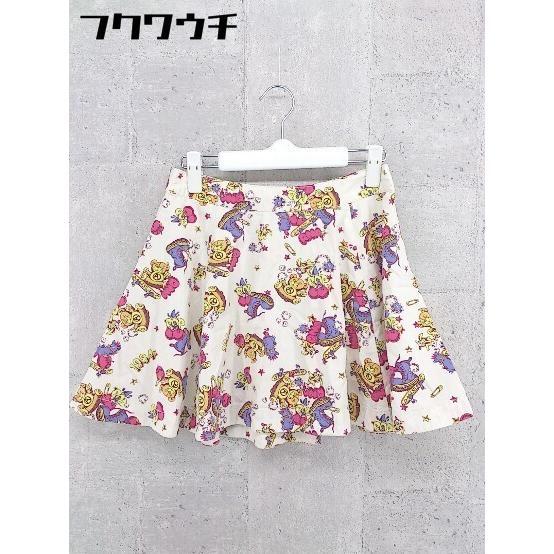 ◇ RNA アールエヌエー 総柄 ミニ フレア スカート サイズM アイボリー ピンク パープル レディース拍卖