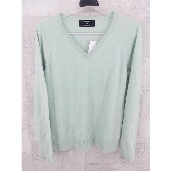 ◇ CABANE de zucca カバンド ズッカ シルク混 Vネック 長袖 ニット セーター サイズM グリーン メンズ P拍卖