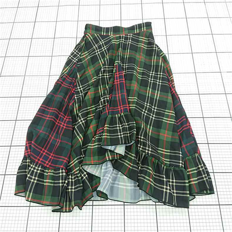 ◇ ⊇ ジュエティ jouetie チェックフリルスカート グリーン系 M レディース E拍卖